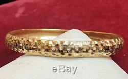 Vintage Estate 14k Gold Bangle Bracelet Hammered Designer Signed Hod Etched