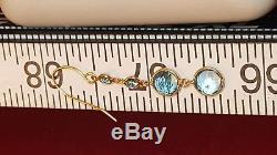 Vintage Estate 14k Gold Blue Topaz Earrings Drop Dangle Graduated Signed Jji