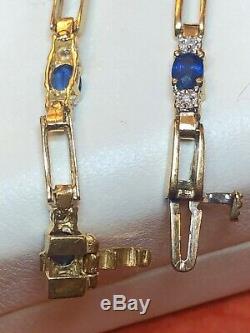 Vintage Estate 14k Gold Ceylon Blue Sapphire & Diamond Bracelet Appraisal Signed
