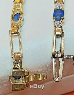 Vintage Estate 14k Gold Ceylon Blue Sapphire & Diamond Bracelet Appraisal Signed