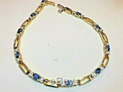 Vintage Estate 14k Gold Ceylon Blue Sapphire & Diamond Bracelet Appraisal Signed