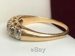 Vintage Estate 14k Gold Diamond Band Ring Wedding Anniversary Signed