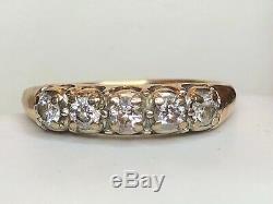 Vintage Estate 14k Gold Diamond Band Ring Wedding Anniversary Signed