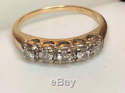 Vintage Estate 14k Gold Diamond Band Ring Wedding Anniversary Signed