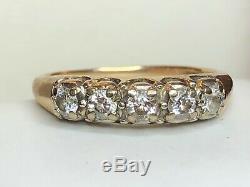 Vintage Estate 14k Gold Diamond Band Ring Wedding Anniversary Signed