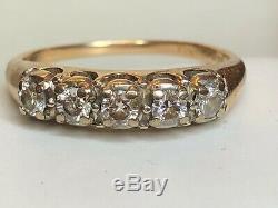 Vintage Estate 14k Gold Diamond Band Ring Wedding Anniversary Signed