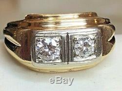 Vintage Estate 14k Gold Diamond Men's Ring Written Appraisal Signed Frco