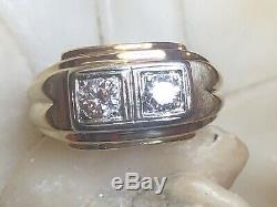 Vintage Estate 14k Gold Diamond Men's Ring Written Appraisal Signed Frco