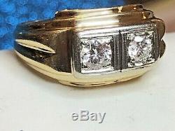 Vintage Estate 14k Gold Diamond Men's Ring Written Appraisal Signed Frco