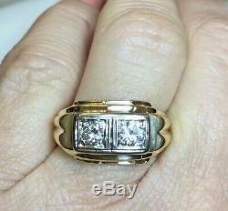 Vintage Estate 14k Gold Diamond Men's Ring Written Appraisal Signed Frco