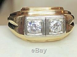 Vintage Estate 14k Gold Diamond Men's Ring Written Appraisal Signed Frco