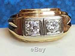 Vintage Estate 14k Gold Diamond Men's Ring Written Appraisal Signed Frco