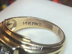 Vintage Estate 14k Gold Diamond Men's Ring Written Appraisal Signed Frco