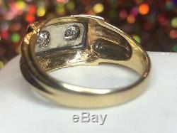 Vintage Estate 14k Gold Diamond Men's Ring Written Appraisal Signed Frco