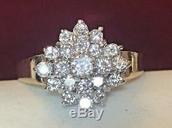 Vintage Estate 14k Gold Diamond Ring Cluster Engagement Wedding Signed Jp