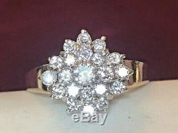 Vintage Estate 14k Gold Diamond Ring Cluster Engagement Wedding Signed Jp