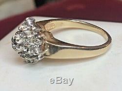 Vintage Estate 14k Gold Diamond Ring Cluster Engagement Wedding Signed Jp