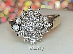 Vintage Estate 14k Gold Diamond Ring Cluster Engagement Wedding Signed Jp