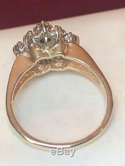 Vintage Estate 14k Gold Diamond Ring Cluster Engagement Wedding Signed Jp