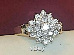 Vintage Estate 14k Gold Diamond Ring Cluster Engagement Wedding Signed Jp