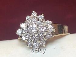 Vintage Estate 14k Gold Diamond Ring Cluster Engagement Wedding Signed Jp