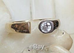 Vintage Estate 14k Gold Diamond Ring Engagement Wedding Bezel Open Signed