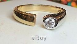 Vintage Estate 14k Gold Diamond Ring Engagement Wedding Bezel Open Signed
