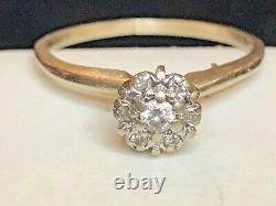 Vintage Estate 14k Gold Diamond Ring Floral Designer Signed Rorig