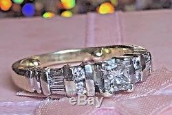 Vintage Estate 14k Gold Diamond Ring Wedding Engagement Signed Cit Princess Cut