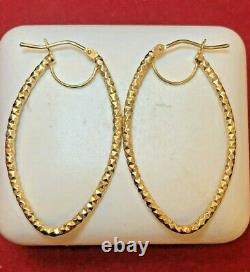 Vintage Estate 14k Gold Earrings Designer Signed Milor Oval Hoops Made In Italy