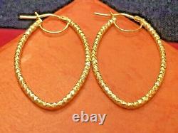 Vintage Estate 14k Gold Earrings Designer Signed Milor Oval Hoops Made In Italy