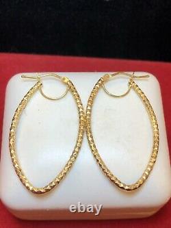 Vintage Estate 14k Gold Earrings Designer Signed Milor Oval Hoops Made In Italy