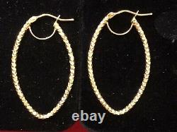 Vintage Estate 14k Gold Earrings Designer Signed Milor Oval Hoops Made In Italy