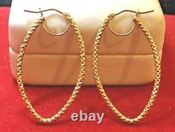 Vintage Estate 14k Gold Earrings Designer Signed Milor Oval Hoops Made In Italy