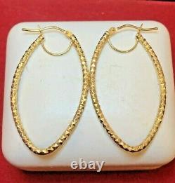 Vintage Estate 14k Gold Earrings Designer Signed Milor Oval Hoops Made In Italy