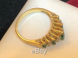 Vintage Estate 14k Gold Emerald & Diamond Ring Band Signed Bh Effy Wedding