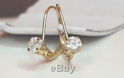 Vintage Estate 14k Gold Genuine Natural Diamond Earrings Designer Signed Ed