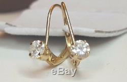 Vintage Estate 14k Gold Genuine Natural Diamond Earrings Designer Signed Ed