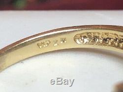 Vintage Estate 14k Gold Green Emerald & Diamond Ring Engagement Wedding Signed