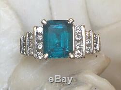 Vintage Estate 14k Gold Green Emerald & Diamond Ring Engagement Wedding Signed