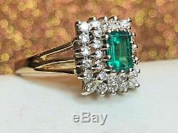 Vintage Estate 14k Gold Green Spinel Diamond Ring Wedding Engagement Signed Lls