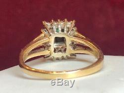 Vintage Estate 14k Gold Green Spinel Diamond Ring Wedding Engagement Signed Lls