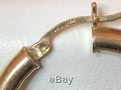 Vintage Estate 14k Gold Hoop Earrings Etched Brushed Flower Designer Signed DM