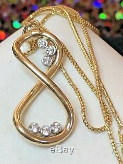 Vintage Estate 14k Gold Infinity Topaz Pendant Necklace Chain Italy Signed Alm