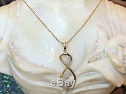 Vintage Estate 14k Gold Infinity Topaz Pendant Necklace Chain Italy Signed Alm