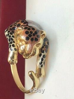 Vintage Estate 14k Gold Lion Enamel Ring Designer Signed Slc Panther