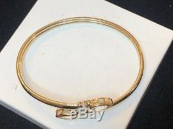 Vintage Estate 14k Gold Natural Blue Topaz Diamond Bracelet Bypass Signed Aj