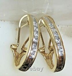 Vintage Estate 14k Gold Natural Diamond Earrings Omega Backs Signed Aj