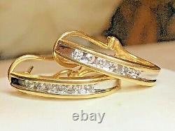 Vintage Estate 14k Gold Natural Diamond Earrings Omega Backs Signed Aj