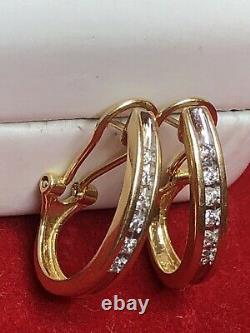 Vintage Estate 14k Gold Natural Diamond Earrings Omega Backs Signed Aj